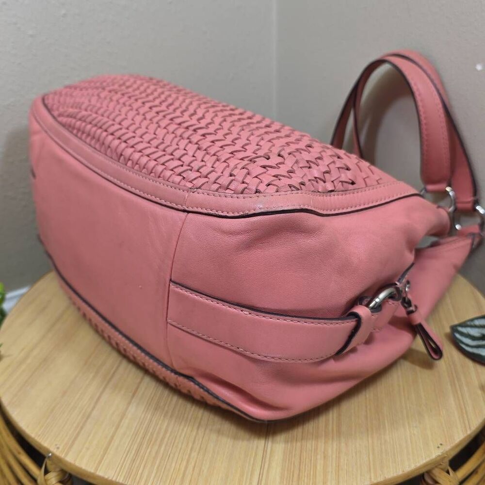 Coach Madison Maggie Woven Leather Shoulder Bag Salmon Pink F23385 Leather - Picture 9 of 16
